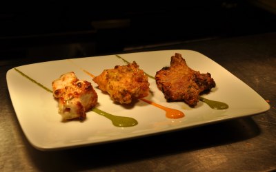 Chef's Starter Platter - chicken tikka, Amritsari fish, lamb chop