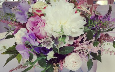 Elegant rose and peony table centre