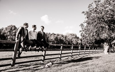 Groomsmen on the fence