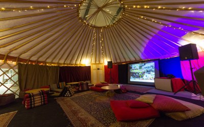 Our sound system in a yurt