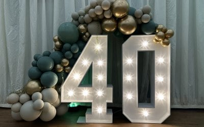 Light up 40 in warm white for a birthday party at Lordswood Leisure Centre