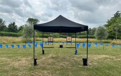 Axe throwing at a wedding