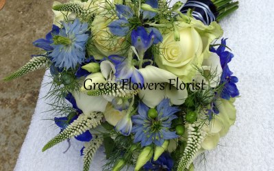 Blue and Cream Brides Bouquet