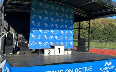 Stage set up for prize presentations