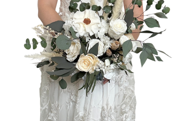 Cream and green bridal bouquet