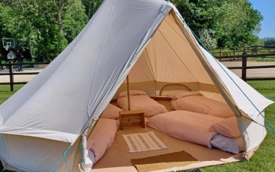 Bell tents in the sunshine! 