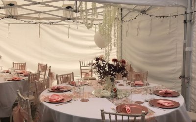 Our Limewash Chivari Chairs, and 6ft Round Tables completed this beautiful rose gold theme set up