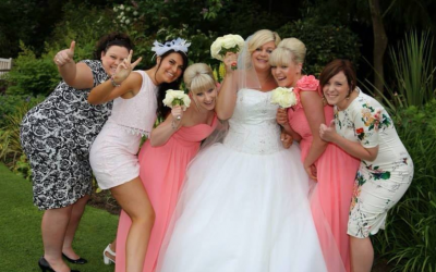 Bride Laura with her maids and friends
