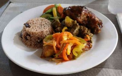 Rice and peas with Escovitch fish