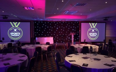 Double screen, Backdrop, Staging and AV Hire