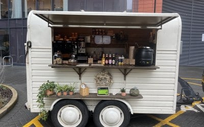 Serving coffee and breakfast outside The Lowry Hotel 