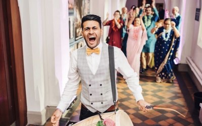 Playing the dhol leading the party in before DJing!