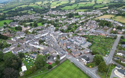 Aerial view of Crickhowell Town