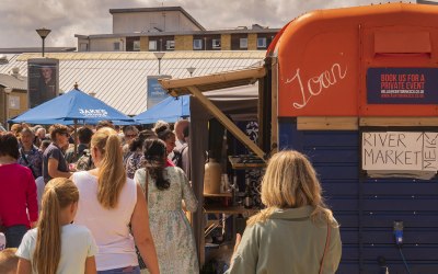 Our Horsebox 'Joan' at the Maidstone River Festival providing Coffee and spirits.