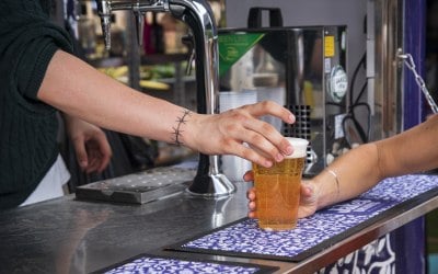 A crisp Jake's Lager served cold from the tap.