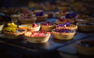 Lemon tart and chocolate torte