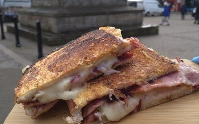 Brie, cranberry and bacon grill