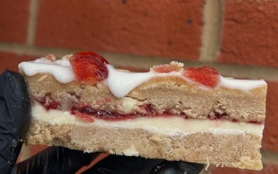 Cherry Bakewell cookie slice 