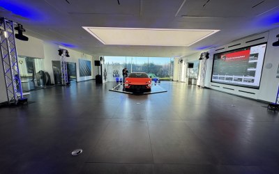 Programmed light show for car launch with PA