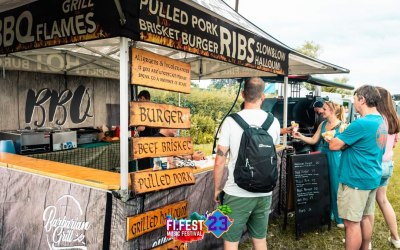 Branded gazebo and Grill set up.blive fire cooking