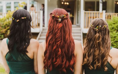Half up and half down bridesmaids hair in Hampshire