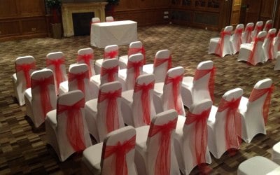 Chair Covers dressing for a wedding ceremony
