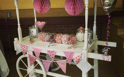 Girls 1st birthday party sweet cart 