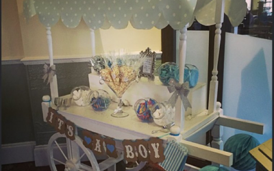 Baby blue theme baby shower candy cart 