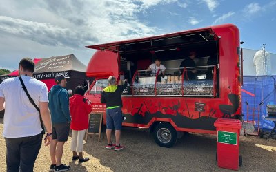 Red vintage food truck