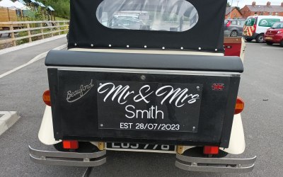 Personalised package includes married name..