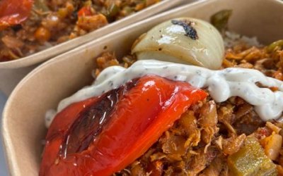 Pulled chicken & peppers Box rice