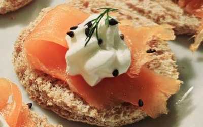 Smoked Salmon, cream cheese canape