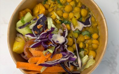 Vegan-Chickpeas & Aloo Curry with Rice & Beans