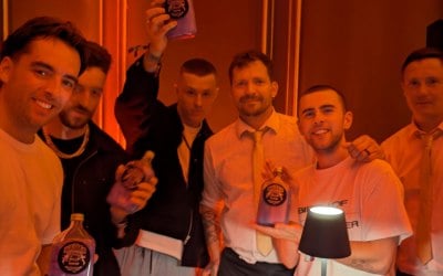 A few drinks with the boys from Hard Life and their custom bottles