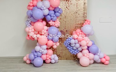 Champagne Gold Sequin Wall + Double Organic Balloon Garland