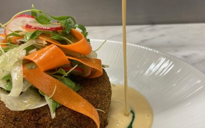 fishcake with lobster bisque