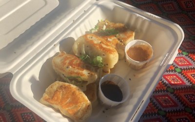 Pan fried dumplings chicken, pork , veg or vegan 