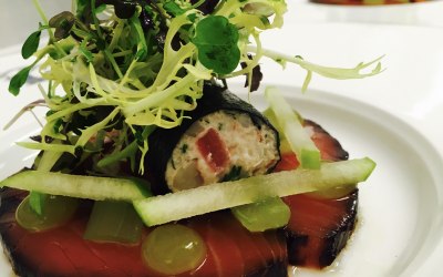 Soy cured salmon & crab