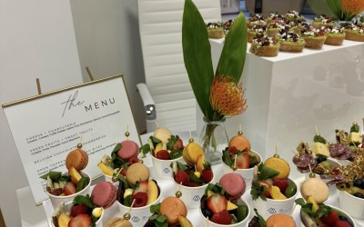 Sweet and Savoury Creative Canapes Food Display for a Clinic Launch
