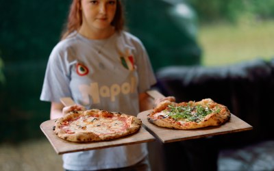 My daughter helping to serve pizzas My daughter helping to serve pizzas
