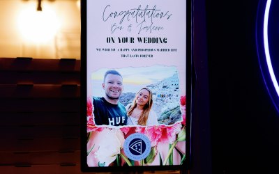 Personalised screen for the bride and groom Personalised screen for the bride and groom