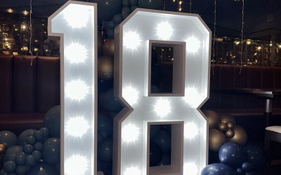 Light up numbers with balloon decor 
