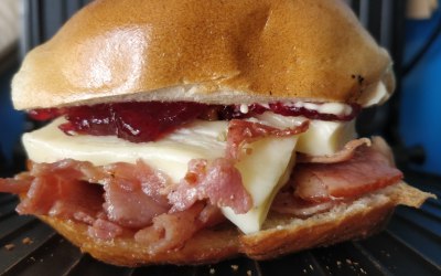Bacon, melted brie and  cranberry