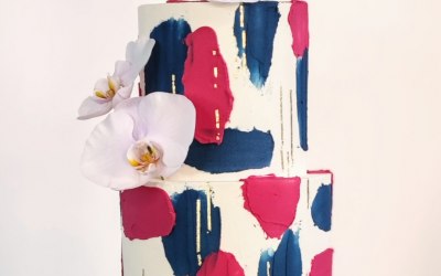 Modern Painted Orchid Cake