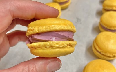 Lemon and lavender macarons