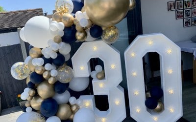 4’ Tall Light Up Numbers & Balloon Garland 