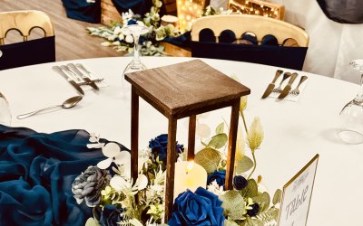 Navy blue winter rustic theme. 