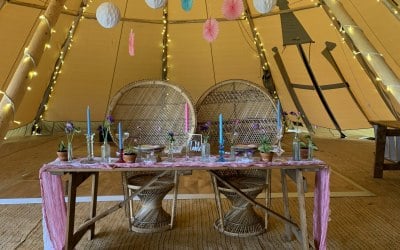 Boho tipi eco friendly table