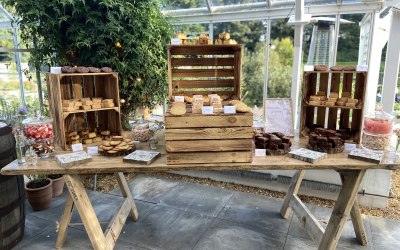 Rustic dessert table set up