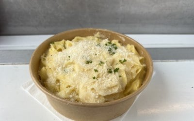 Tagliatelle Cheese Wheel Alfredo